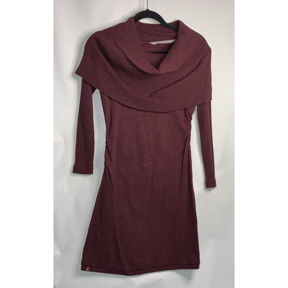 Athleta Womens Dorset Cowl Neck Sweater Dress Size XXS Burgundy Maroon Wine Red